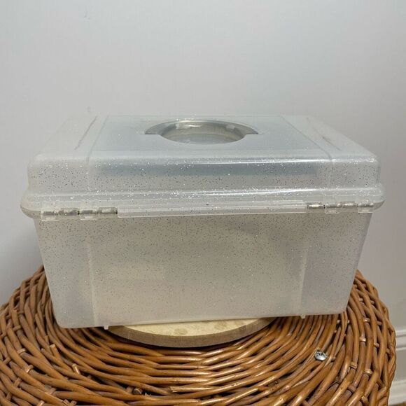 VINTAGE CABOODLES 80s 90s 5620 Clear MAKEUP‎ STORAGE CASE White Sparkle Glitter - Picture 3 of 8